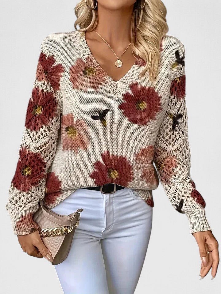 Adele | Elegant jumper with floral pattern