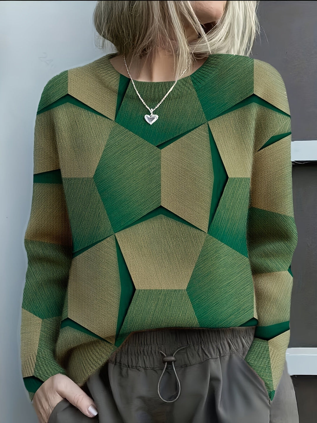 Lavinia | Knit Sweater with Geometric 3D Pattern