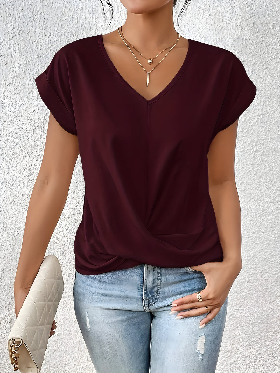 Violet | Twist Front V-Neck Top