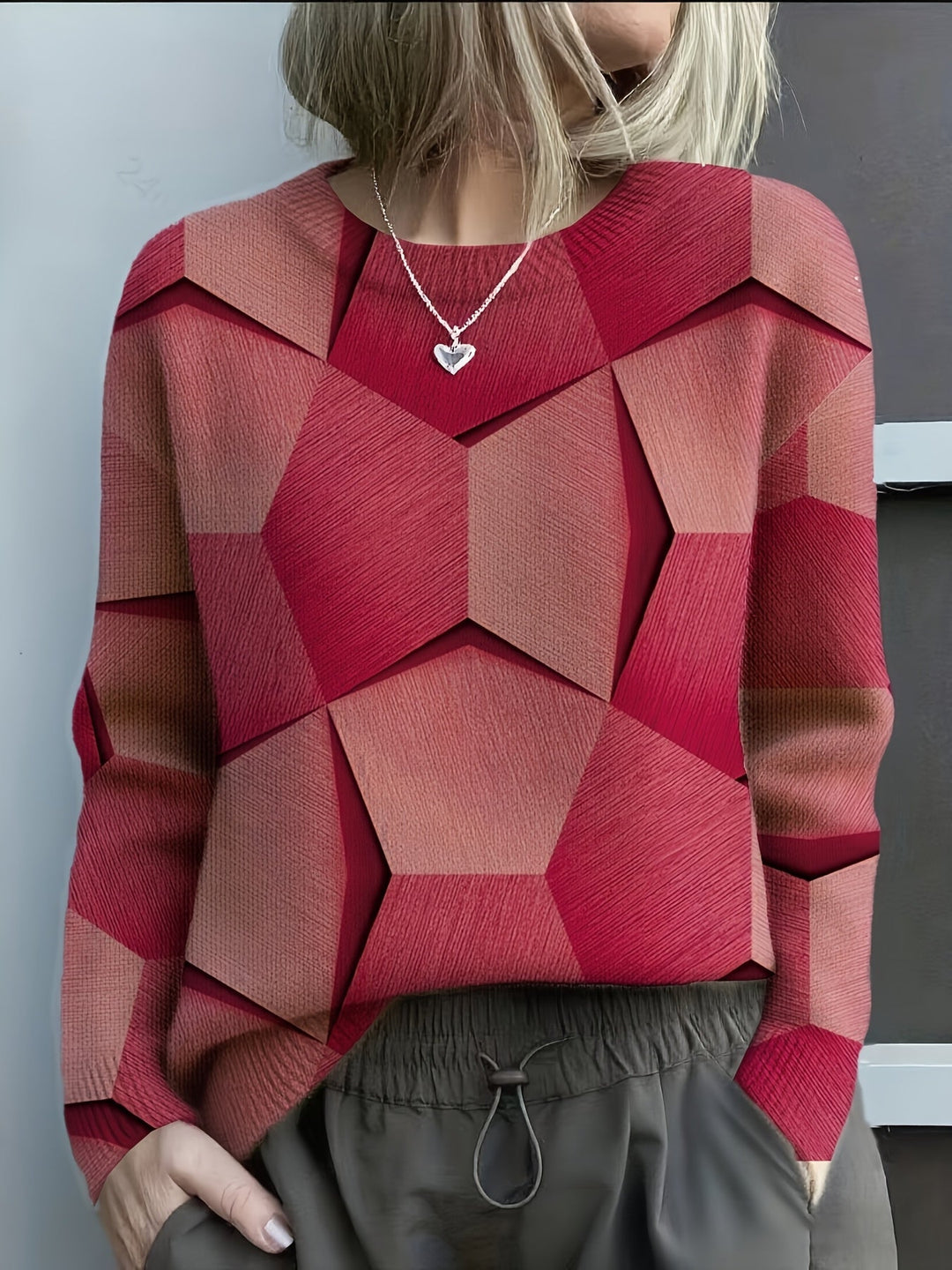Lavinia | Knit Sweater with Geometric 3D Pattern