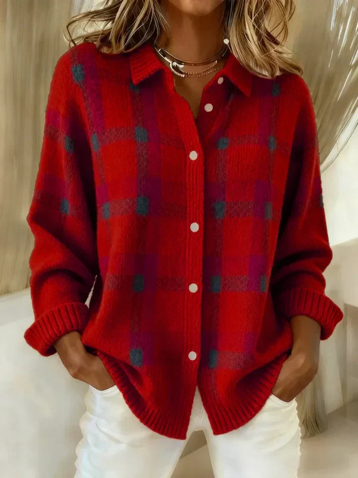 Riley | Retro Contrast Plaid Sweater